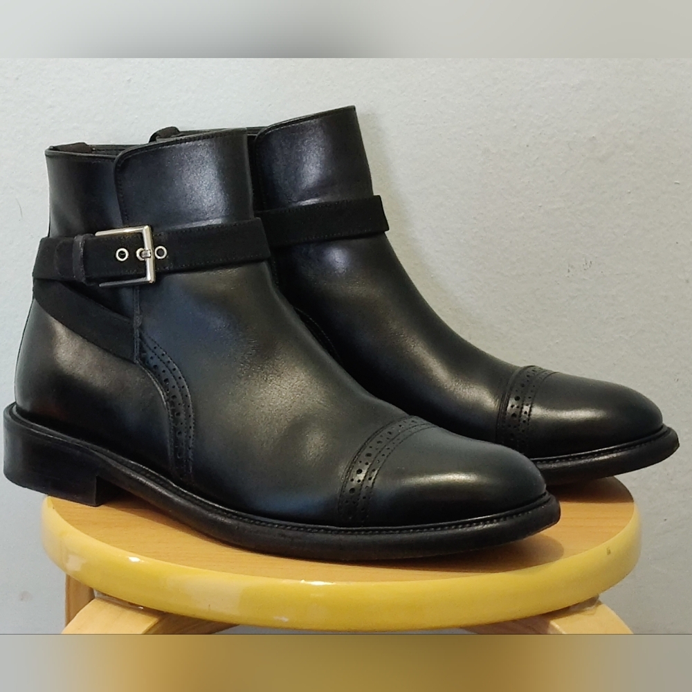 Salvatore Ferragamo Men's 7D Black Jodhpurs Leather Boots